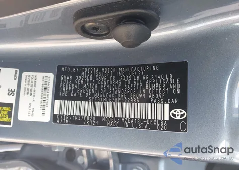 2024 Toyota Corolla Le из США, поврежденный, VIN 5YFB4MDE7RP182986